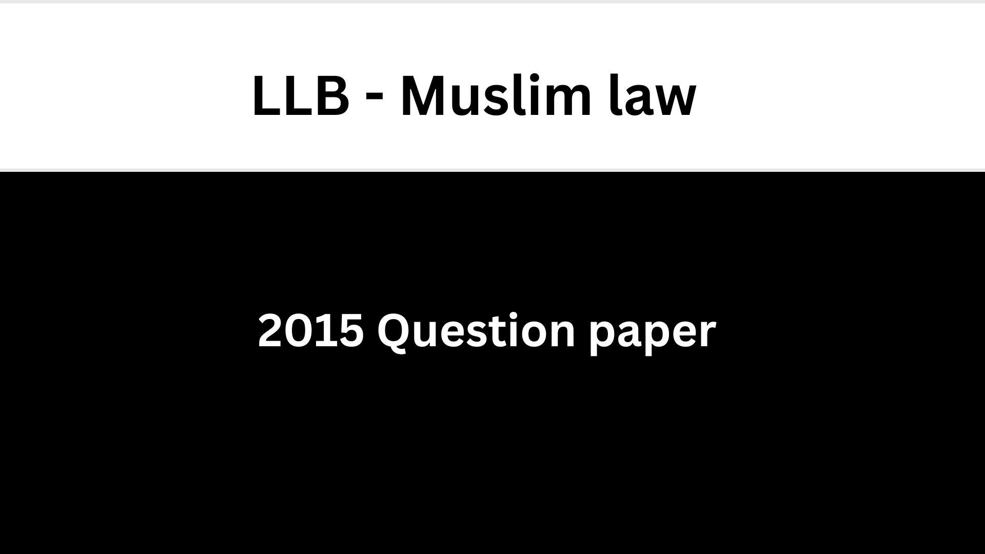 LLB Muslim law 2015